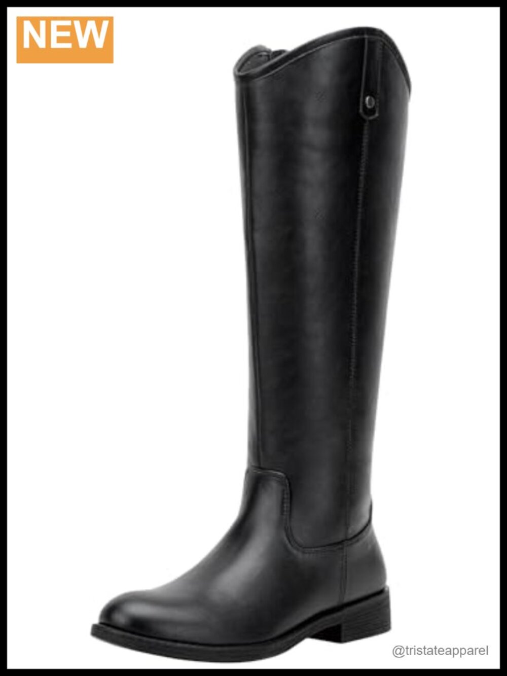 Extra Wide Calf Faux Leather Knee High Riding Boots Low Heel Equestrian